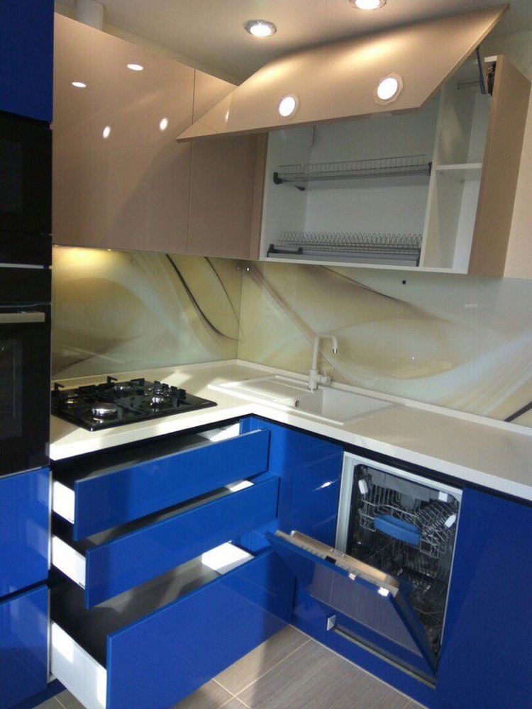 Акриловые кухни-Кухня МДФ в эмали «Модель 164»-фото2