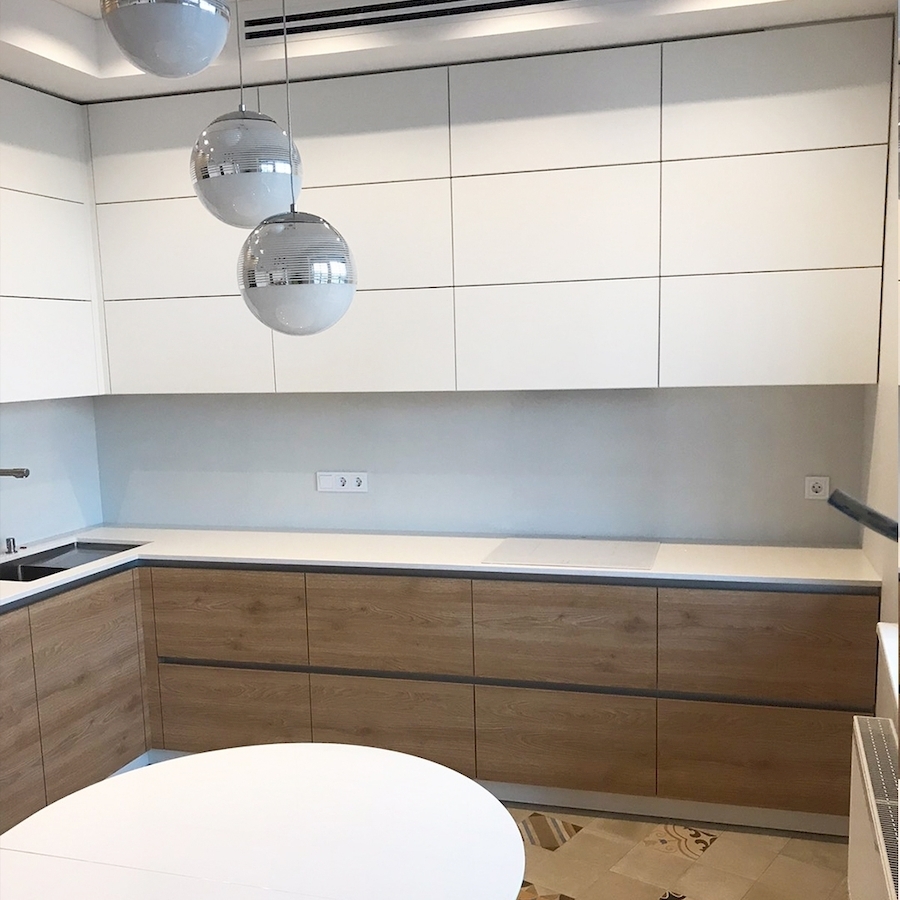Белый кухонный гарнитур-Кухня из пластика «Модель 595»-фото2